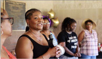 A woman at a family gathering